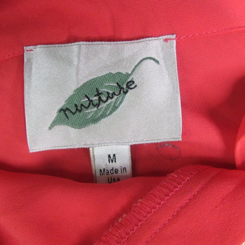 Nurture Blouse M Coral Button Up 3/4 Sleeve - Picture 11 of 11
